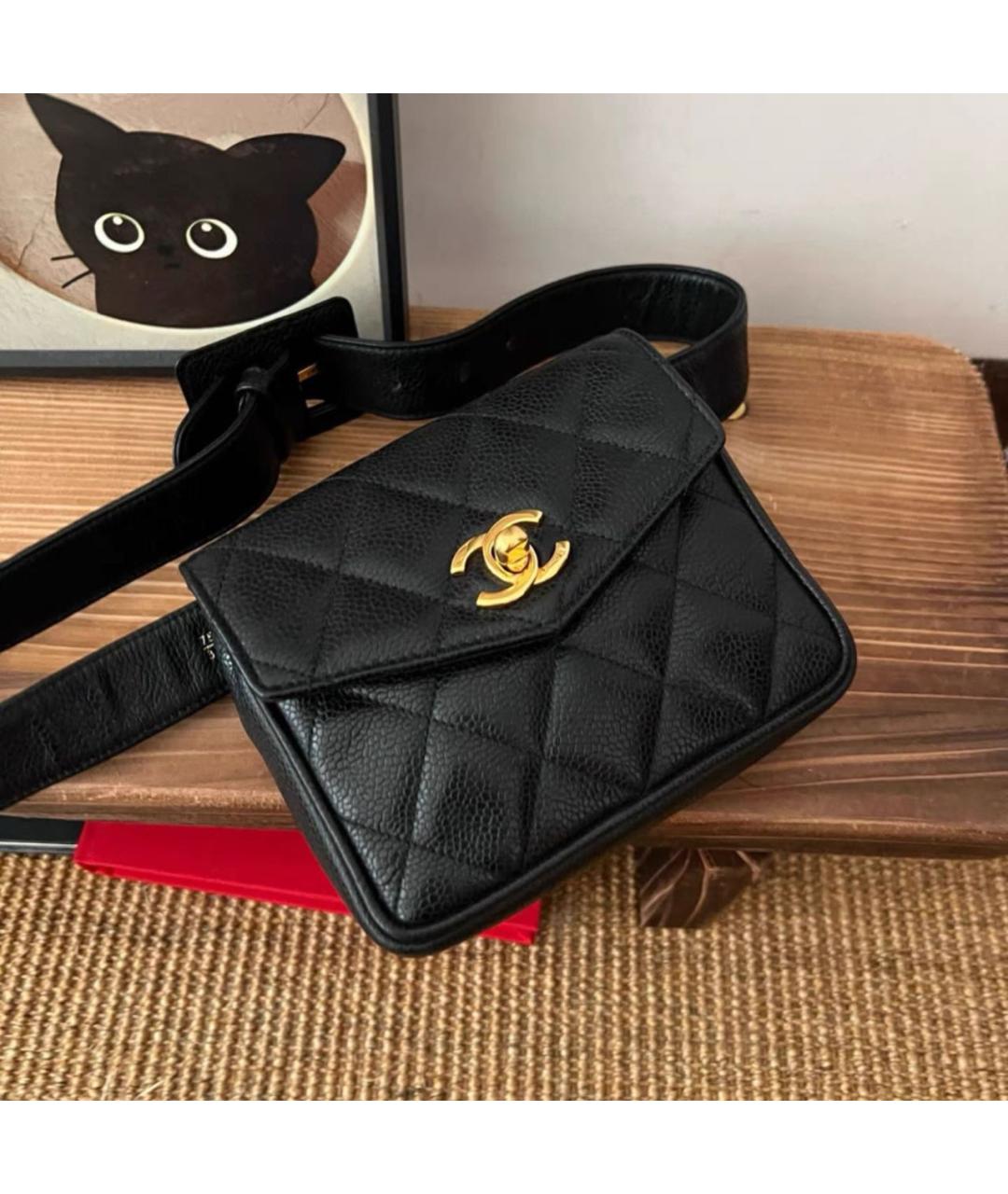 CHANEL Черная кожаная поясная сумка, фото 2