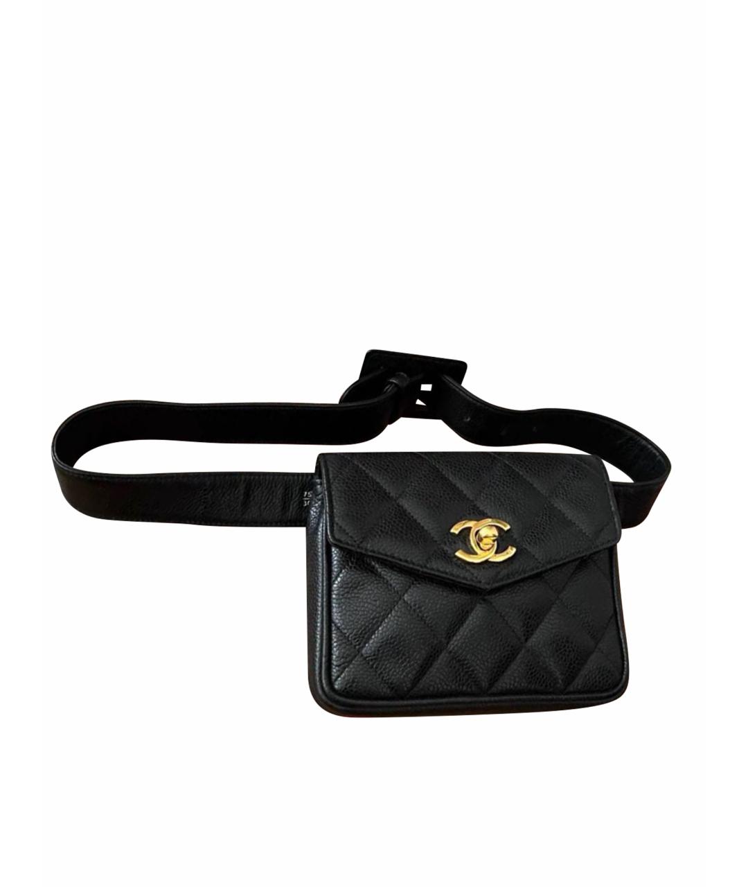 CHANEL Черная кожаная поясная сумка, фото 1