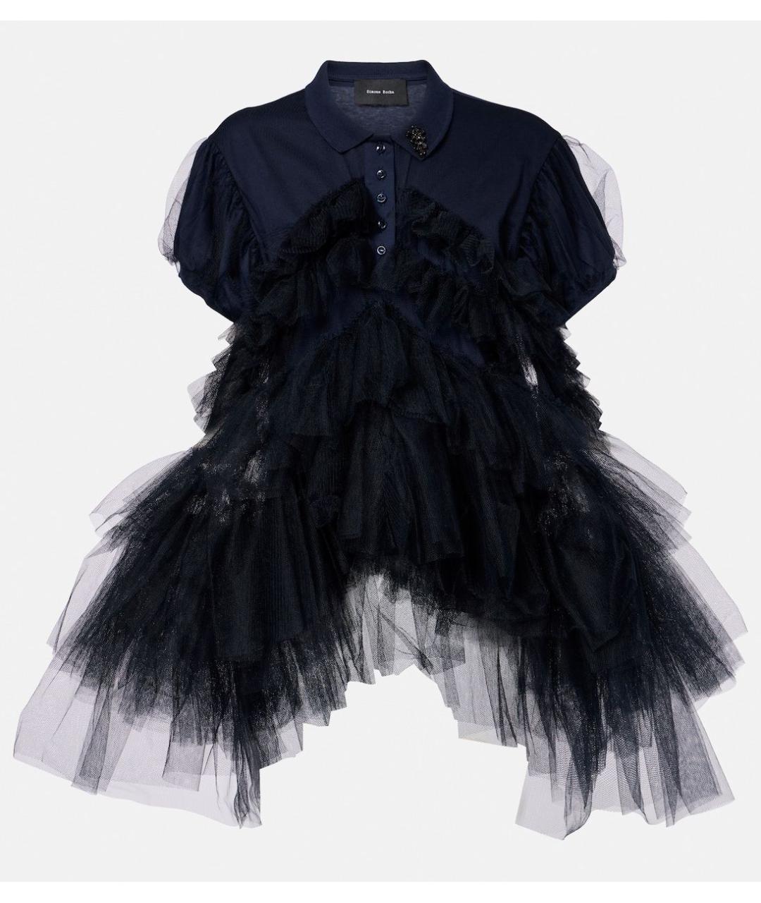 SIMONE ROCHA Темно-синее хлопко-эластановое коктейльное платье, фото 4