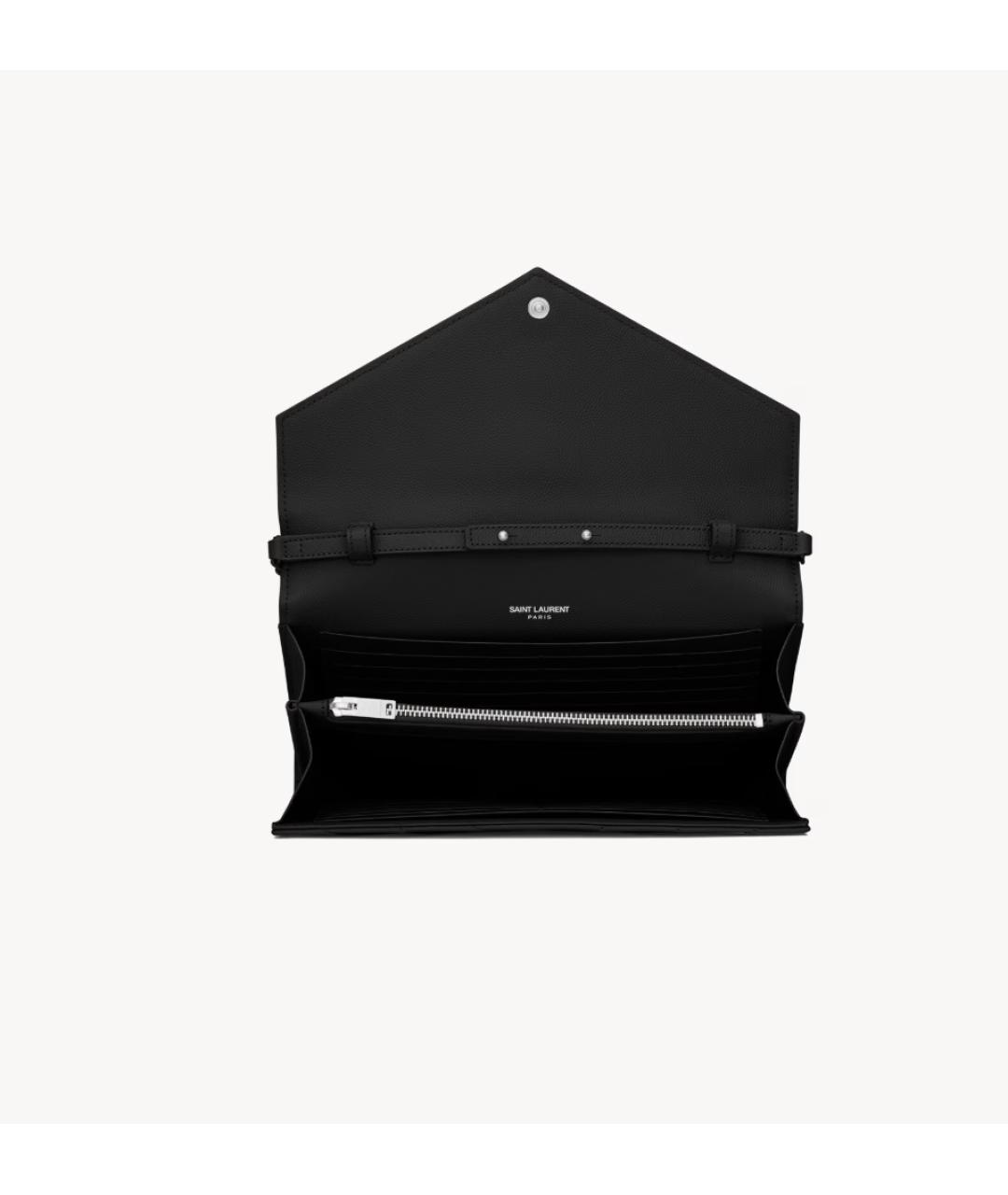 SAINT LAURENT Черный кожаный кошелек, фото 3