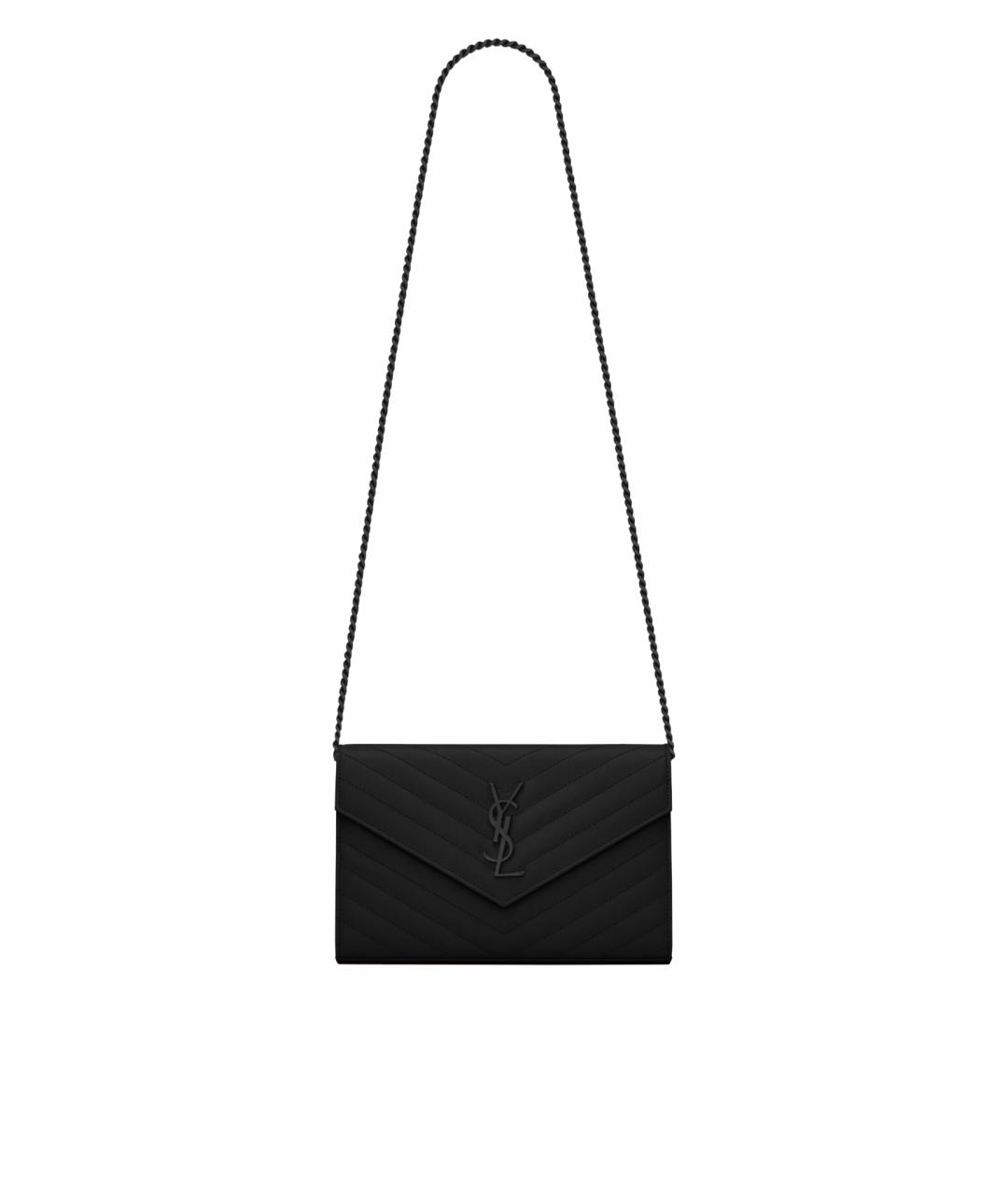 SAINT LAURENT Черный кожаный кошелек, фото 1