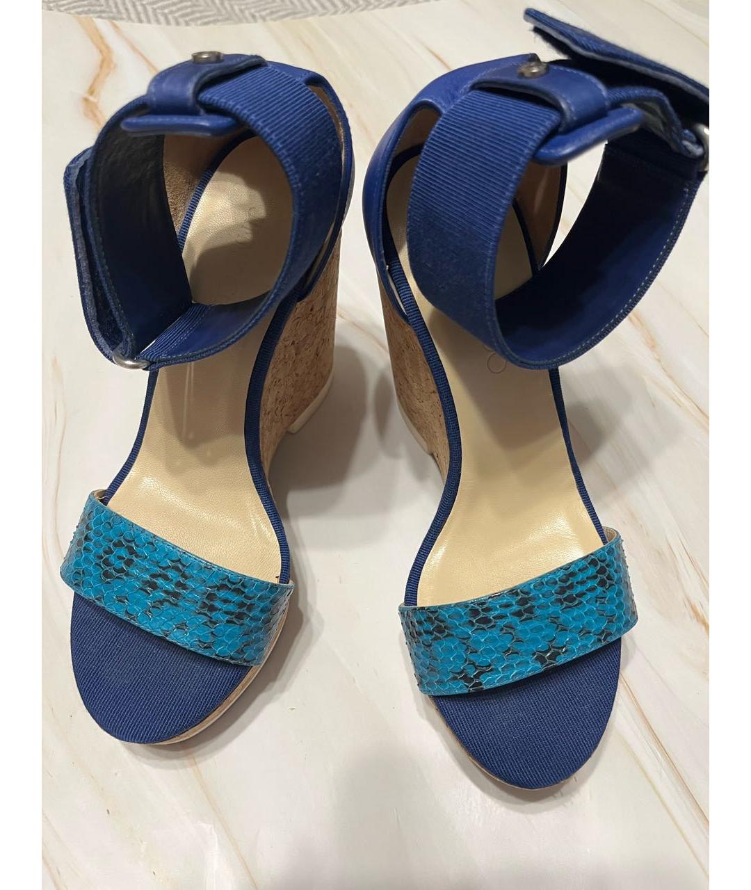 JIMMY CHOO Синие кожаные босоножки, фото 2