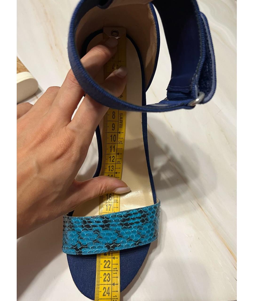 JIMMY CHOO Синие кожаные босоножки, фото 3