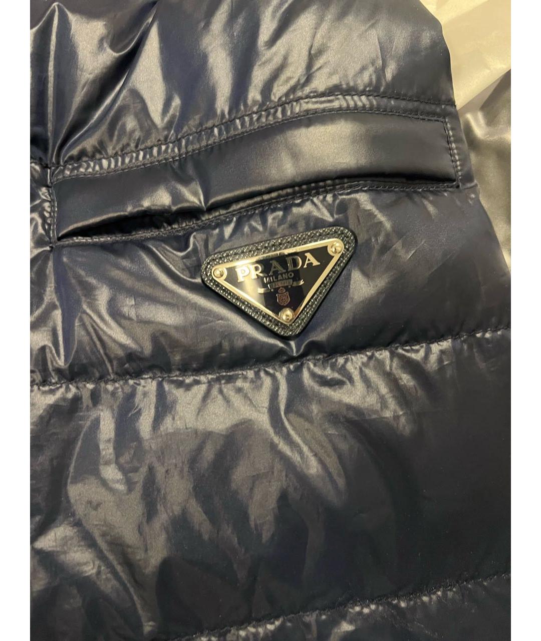 PRADA Темно-синий полиэстеровый пуховик, фото 4