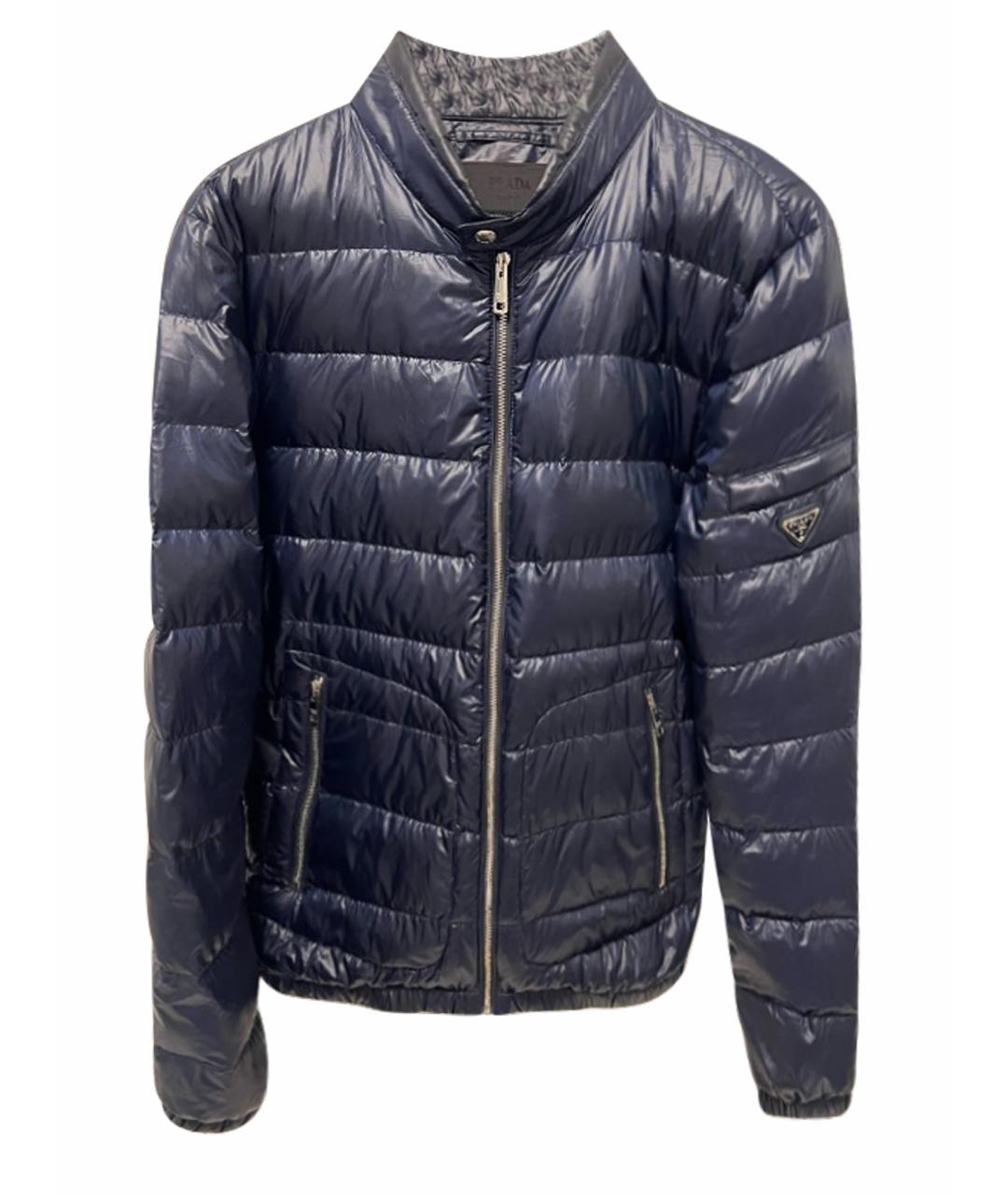 PRADA Темно-синий полиэстеровый пуховик, фото 1