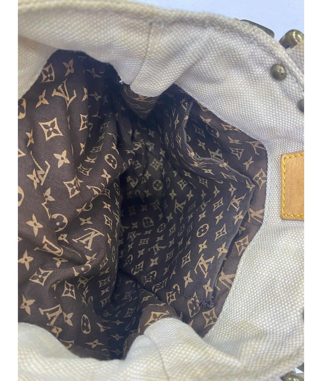 LOUIS VUITTON Бежевая тканевая пляжная сумка, фото 5