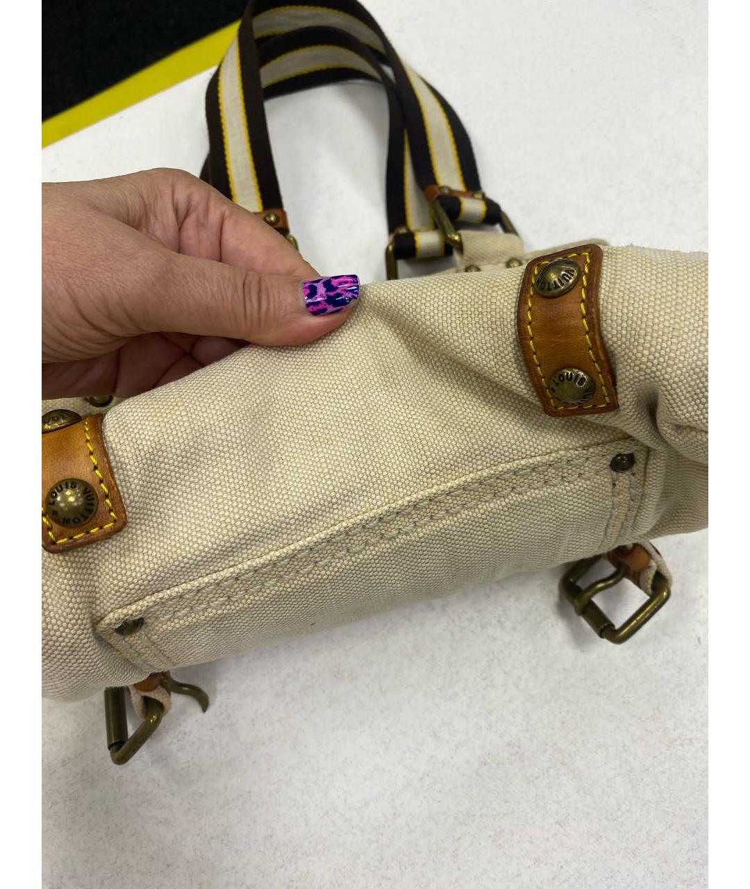 LOUIS VUITTON Бежевая тканевая пляжная сумка, фото 4