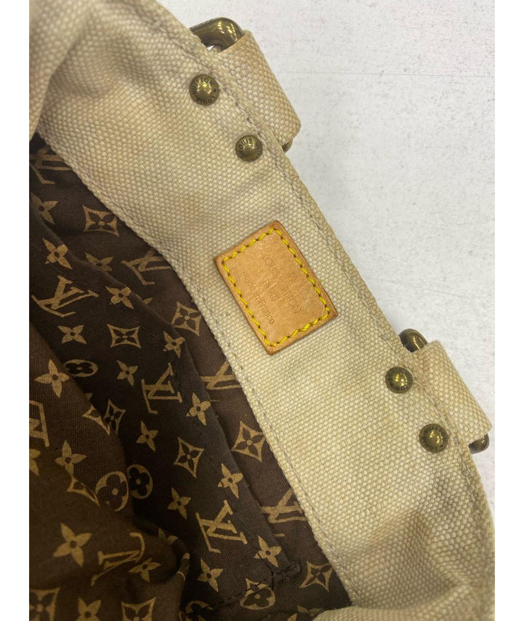 LOUIS VUITTON Бежевая тканевая пляжная сумка, фото 6