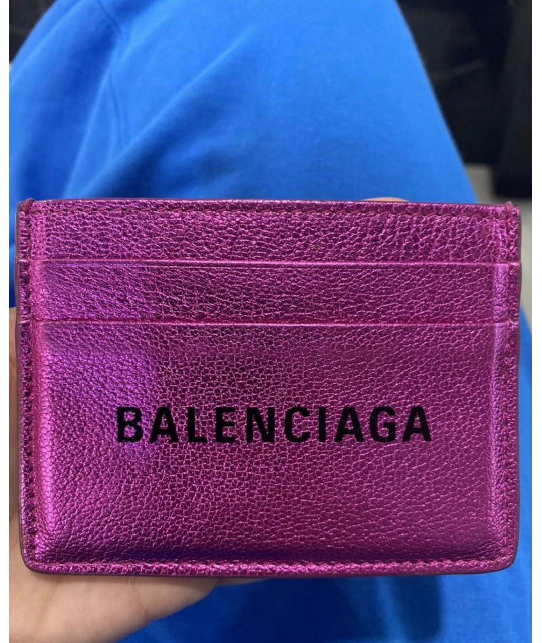 BALENCIAGA Розовый кожаный кардхолдер, фото 4