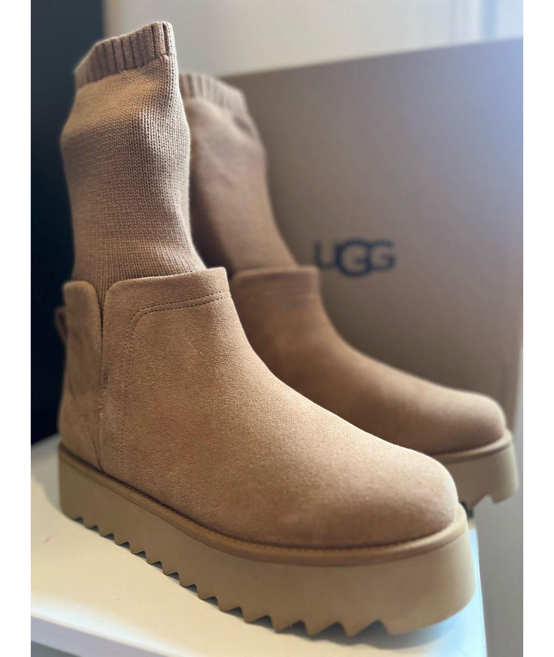 UGG AUSTRALIA Коричневые замшевые сапоги, фото 5