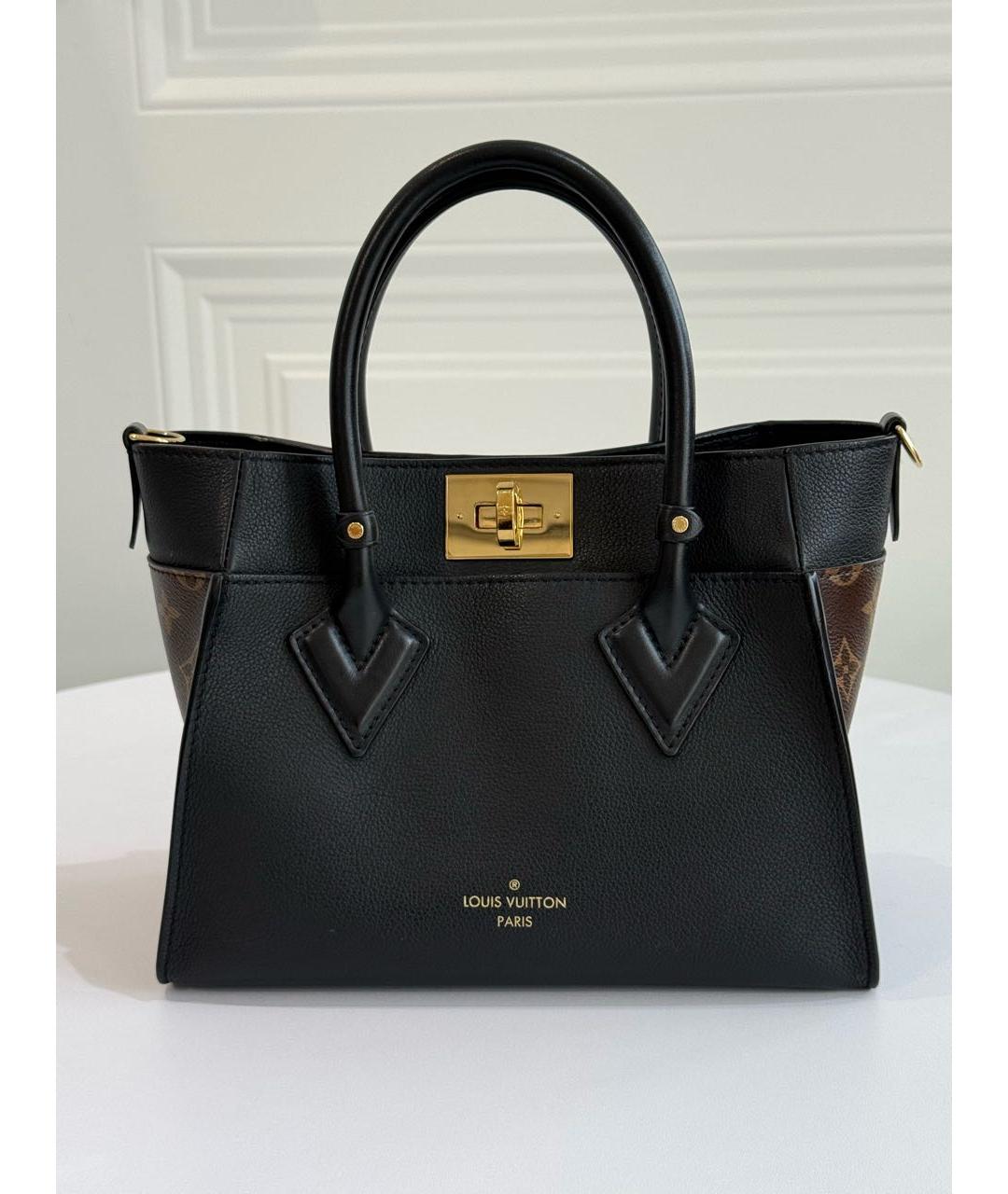 LOUIS VUITTON Черная кожаная сумка тоут, фото 8