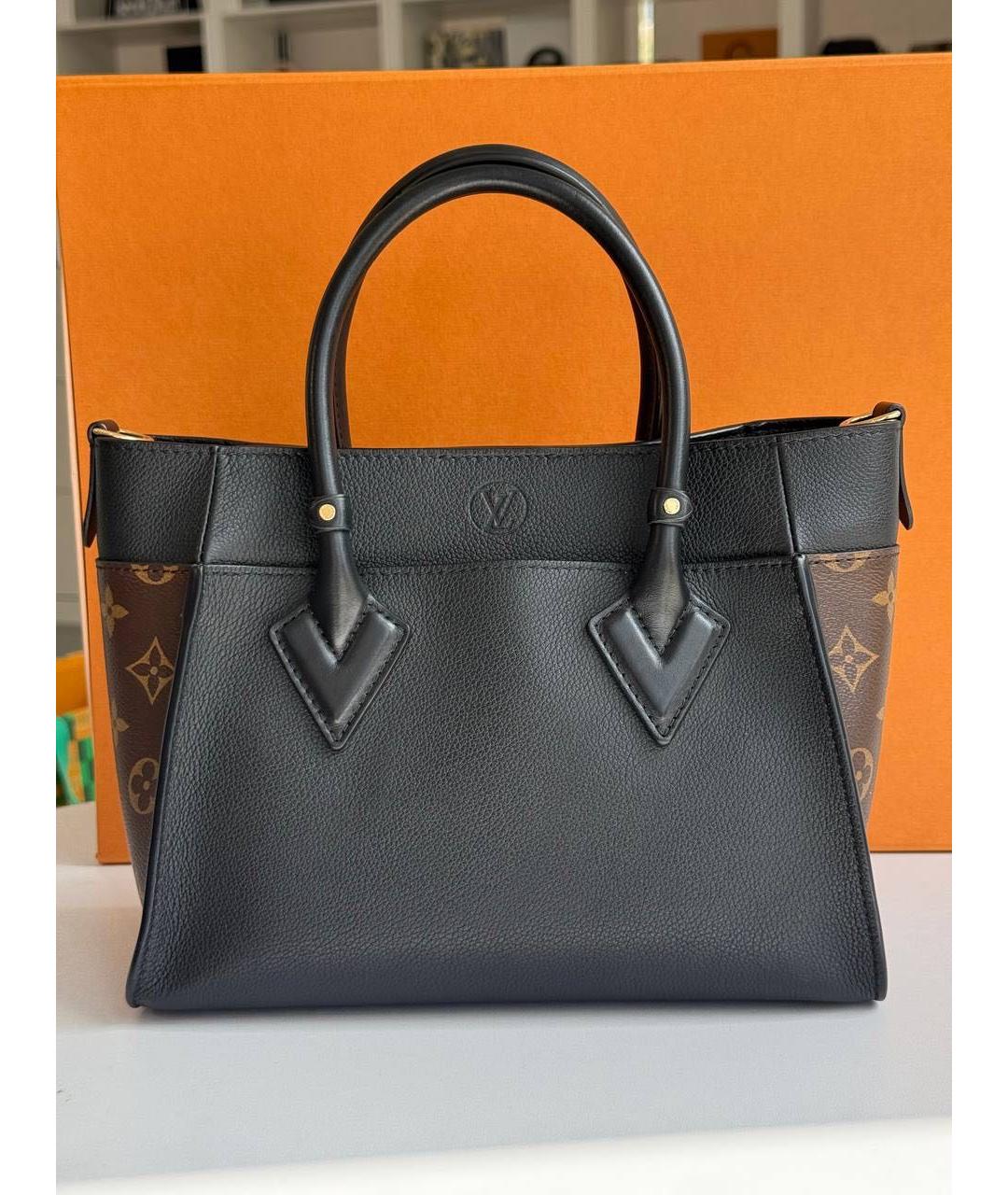 LOUIS VUITTON Черная кожаная сумка тоут, фото 3