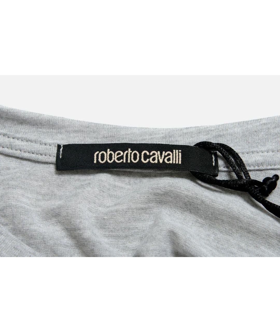 ROBERTO CAVALLI Серая хлопковая футболка, фото 8