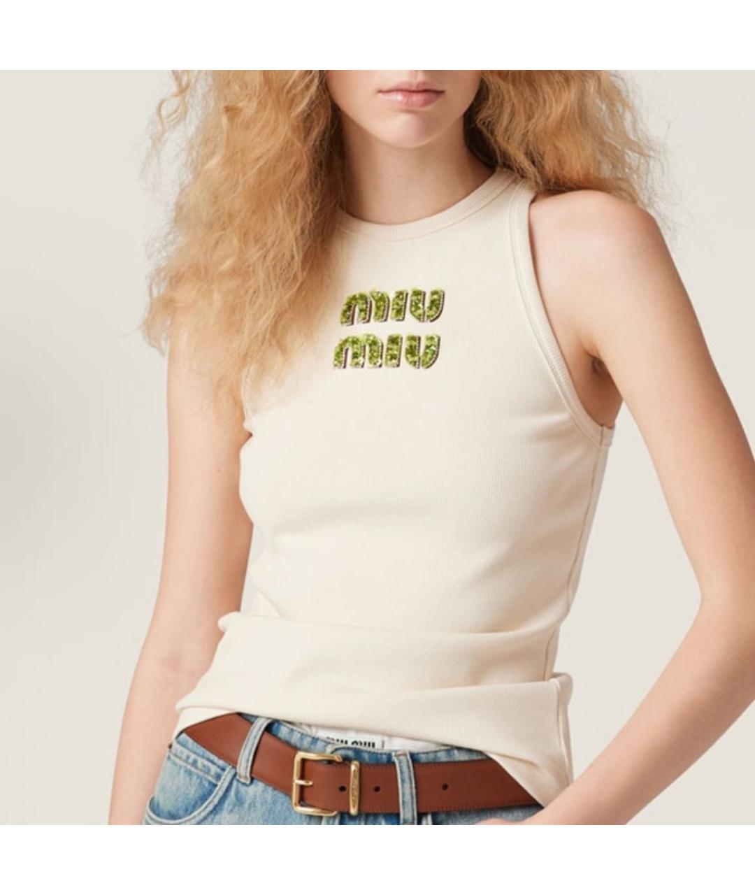 MIU MIU Бежевая майка, фото 4