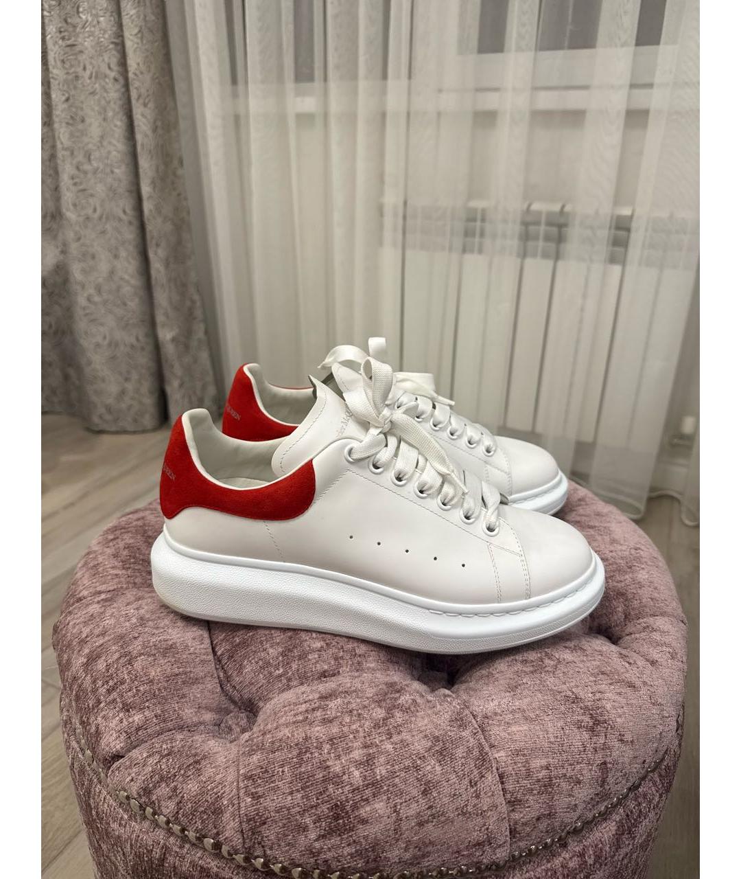 ALEXANDER MCQUEEN Белые кожаные низкие кроссовки / кеды, фото 5