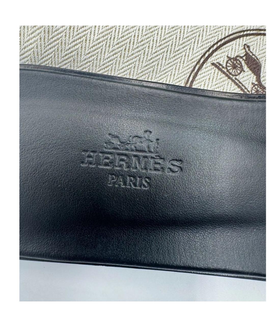 HERMES Черные кожаные сандалии, фото 5