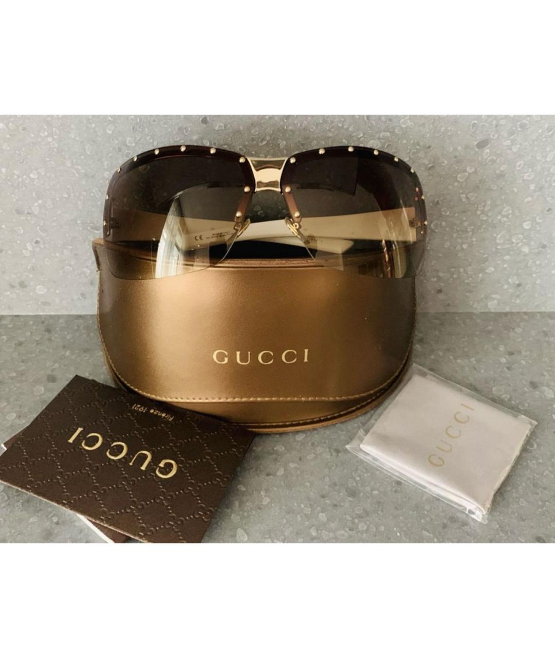 GUCCI Белые металлические солнцезащитные очки, фото 7