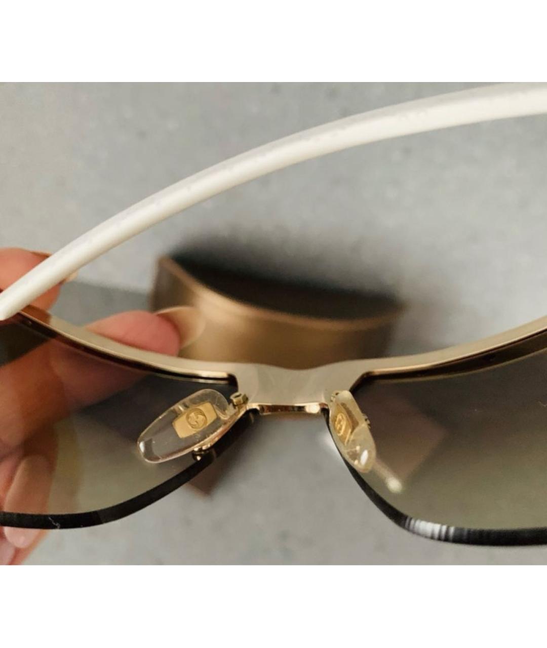 GUCCI Белые металлические солнцезащитные очки, фото 3