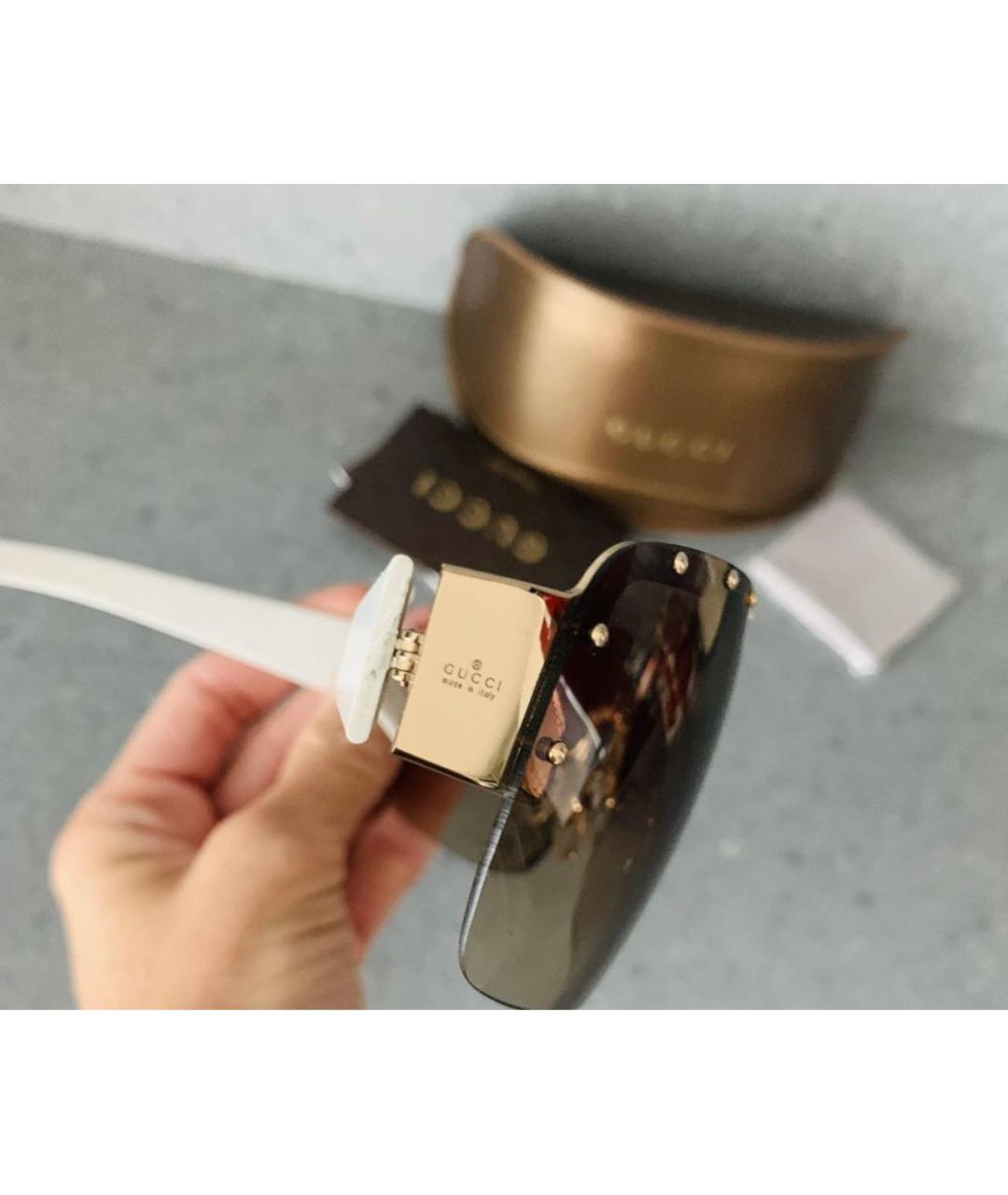 GUCCI Белые металлические солнцезащитные очки, фото 2