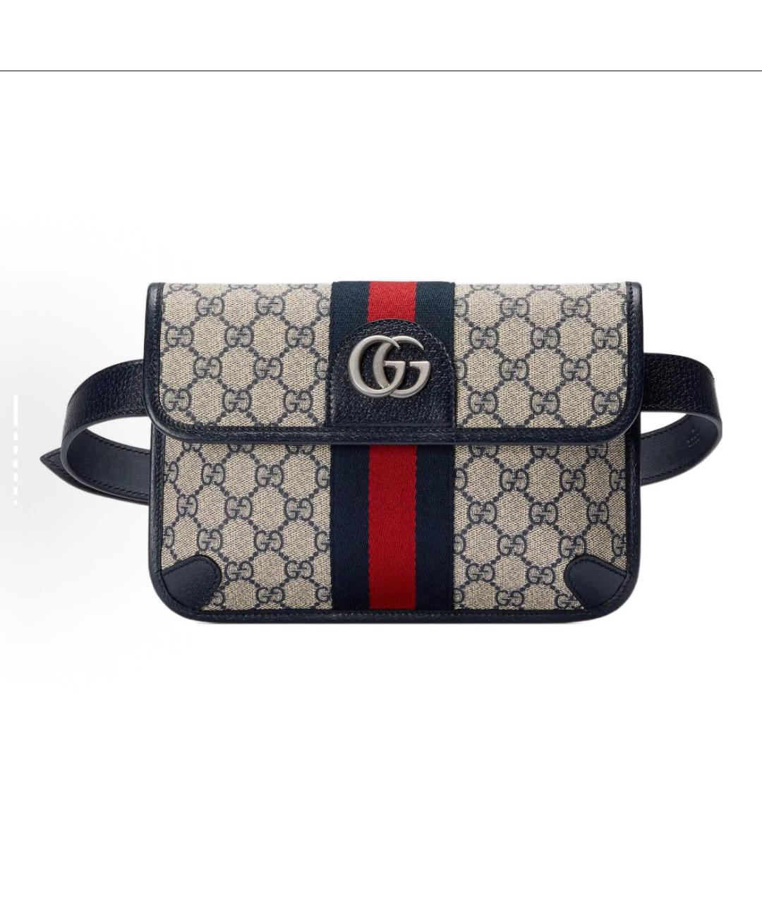 GUCCI Бежевая кожаная поясная сумка, фото 6
