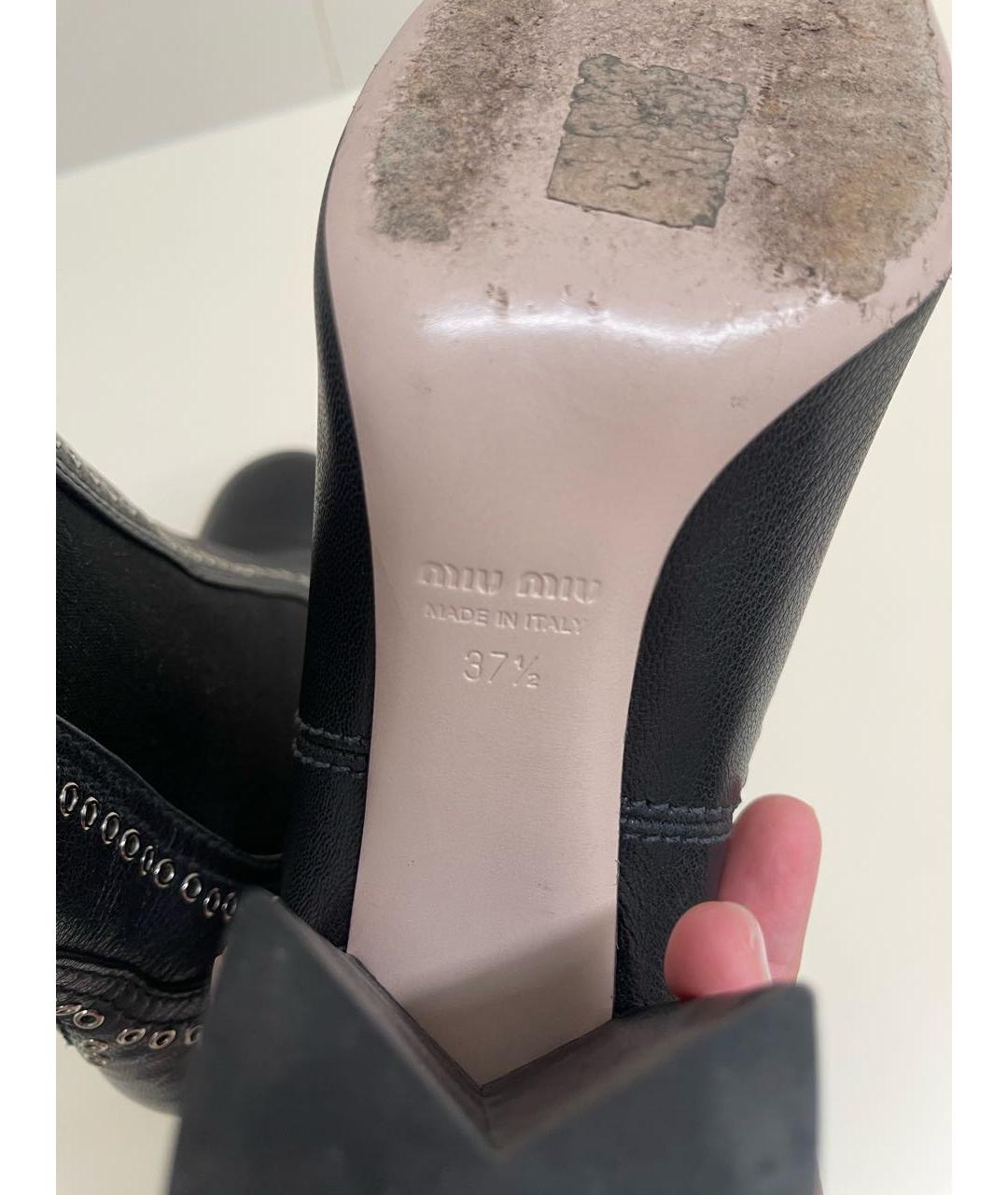 MIU MIU Черные кожаные ботильоны, фото 4