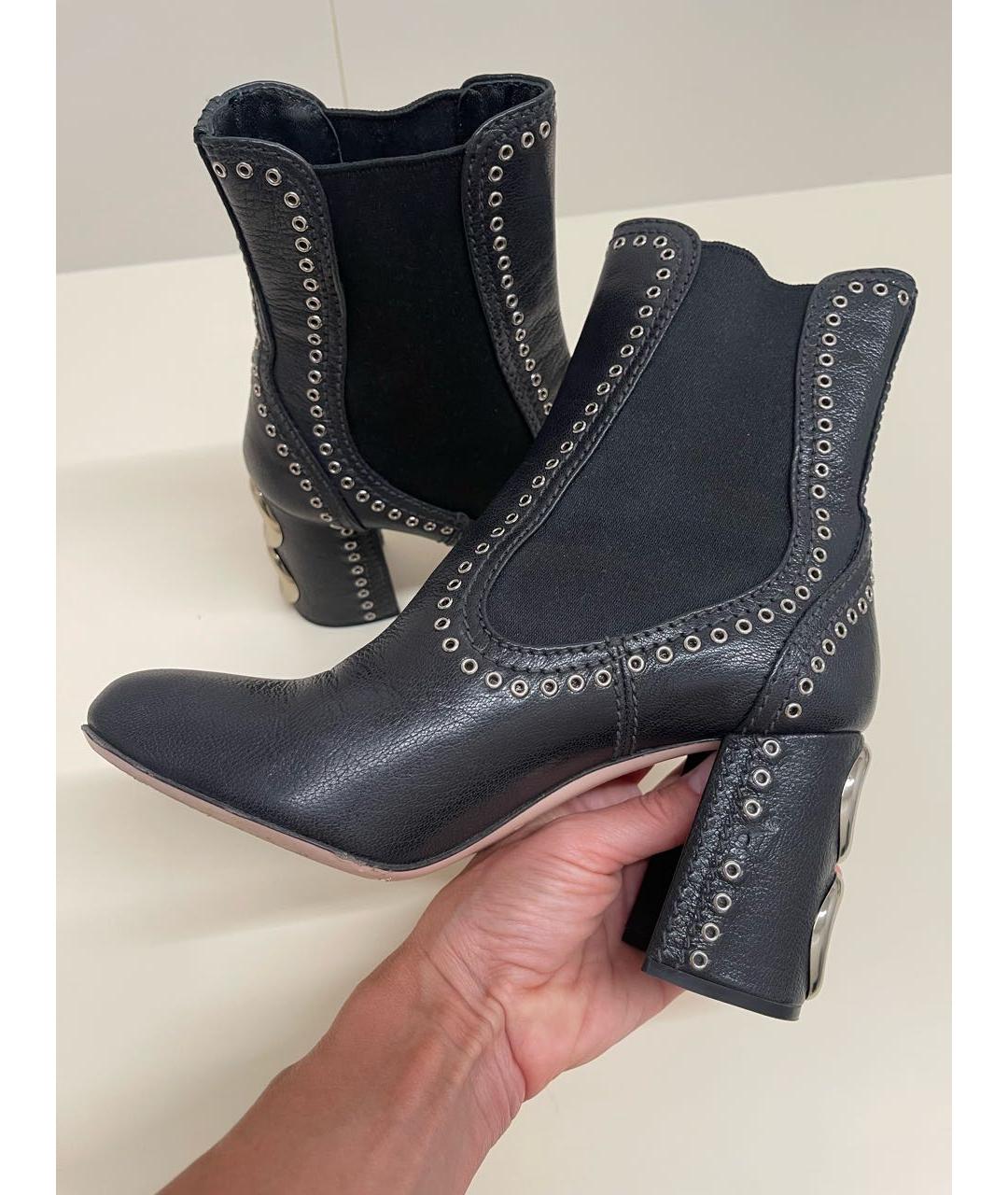 MIU MIU Черные кожаные ботильоны, фото 3