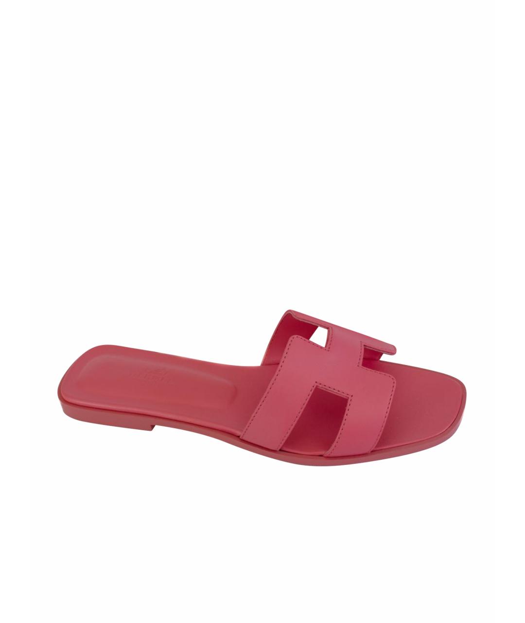 HERMES Розовые кожаные сандалии, фото 1