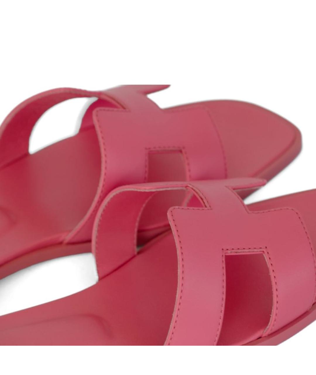 HERMES Розовые кожаные сандалии, фото 5