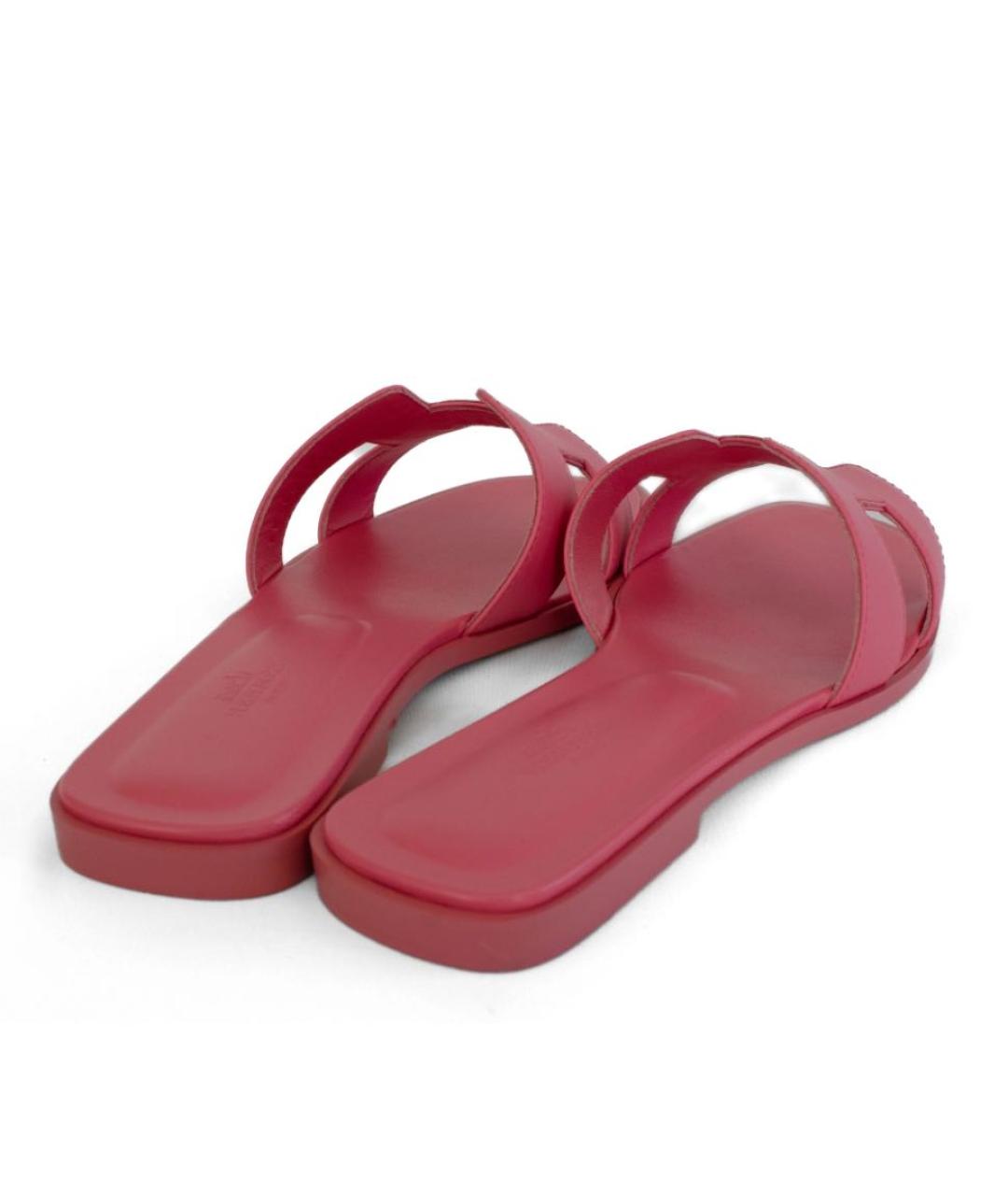 HERMES Розовые кожаные сандалии, фото 6