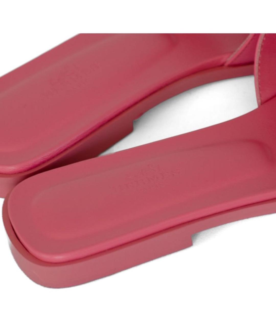 HERMES Розовые кожаные сандалии, фото 7