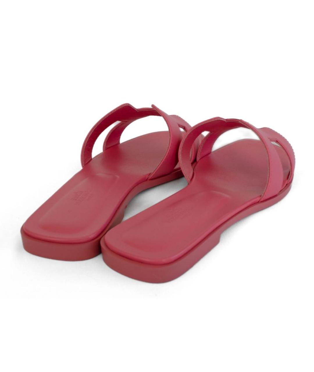 HERMES Розовые кожаные сандалии, фото 8