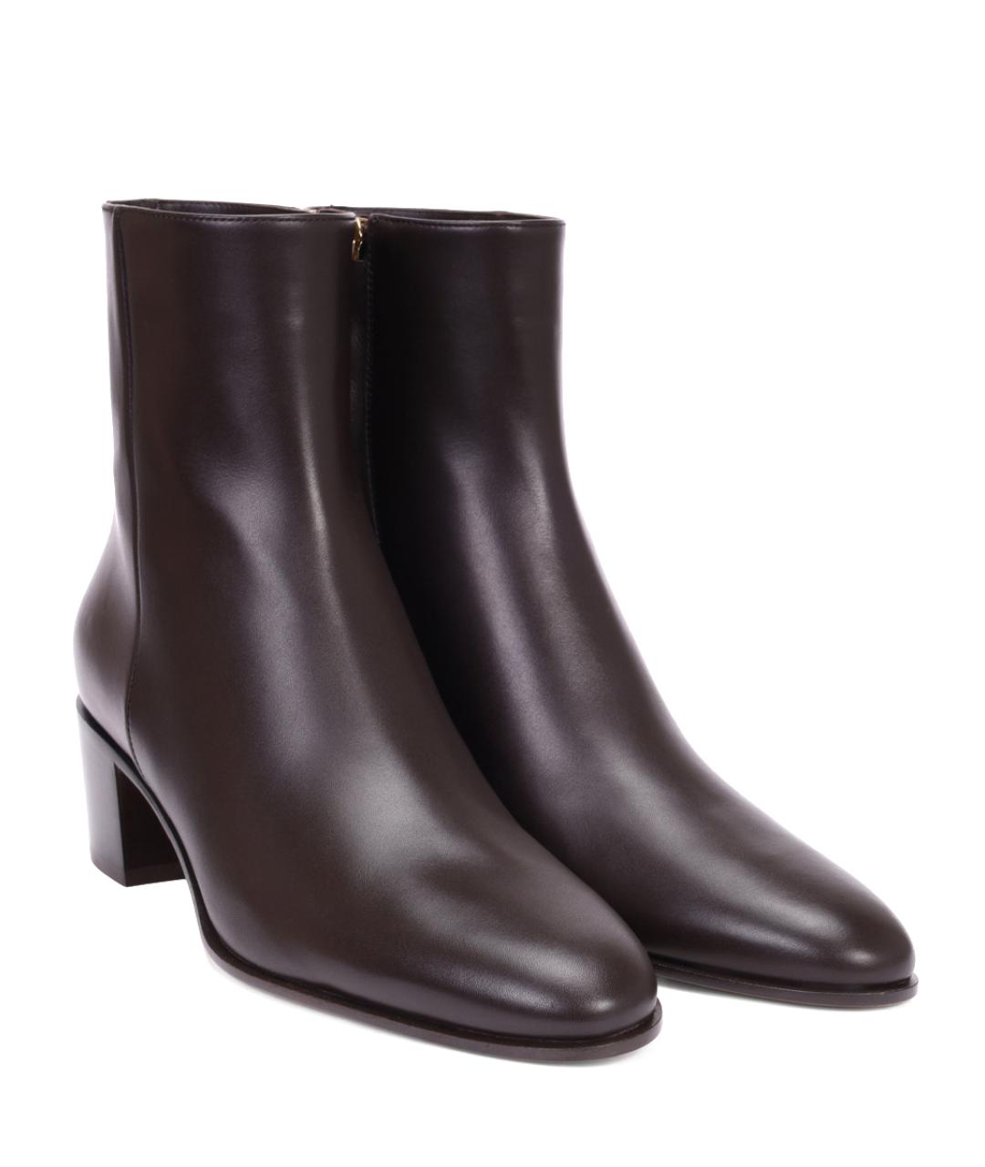 GIANVITO ROSSI Коричневые кожаные ботильоны, фото 2