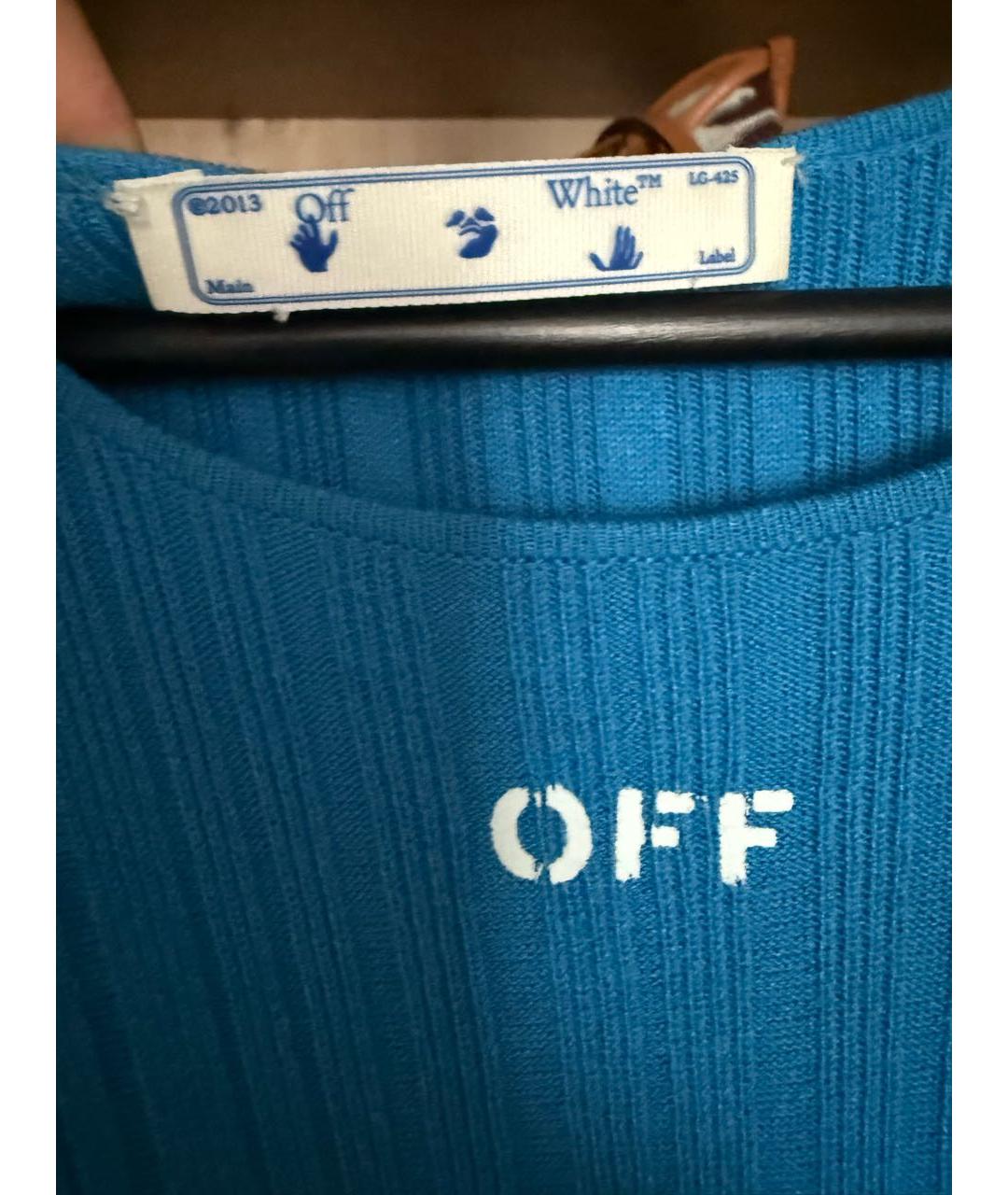 OFF-WHITE Голубое вискозное повседневное платье, фото 5