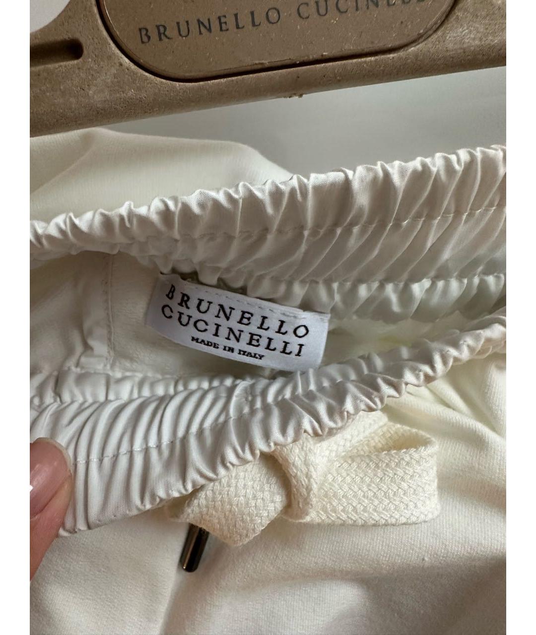 BRUNELLO CUCINELLI Белые хлопко-эластановые спортивные брюки и шорты, фото 5