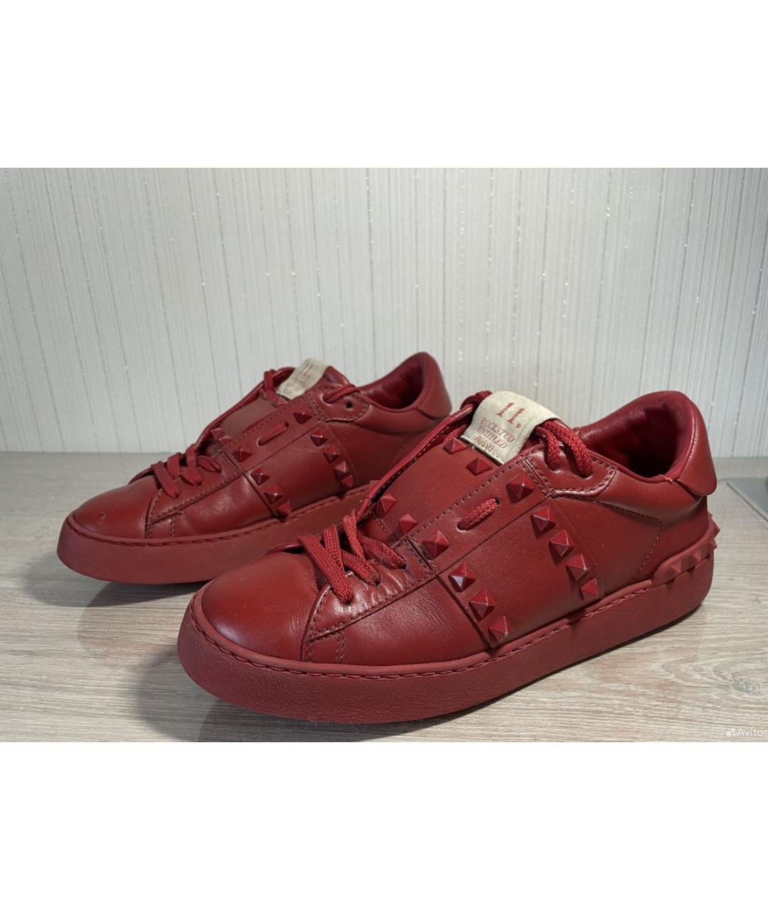 VALENTINO Красные кожаные кеды, фото 3