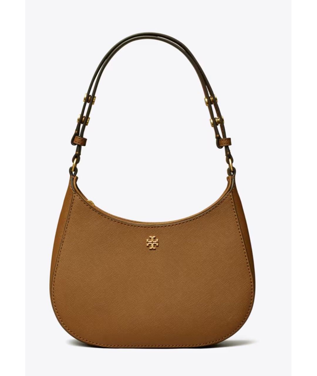 TORY BURCH Коричневая кожаная сумка с короткими ручками, фото 4