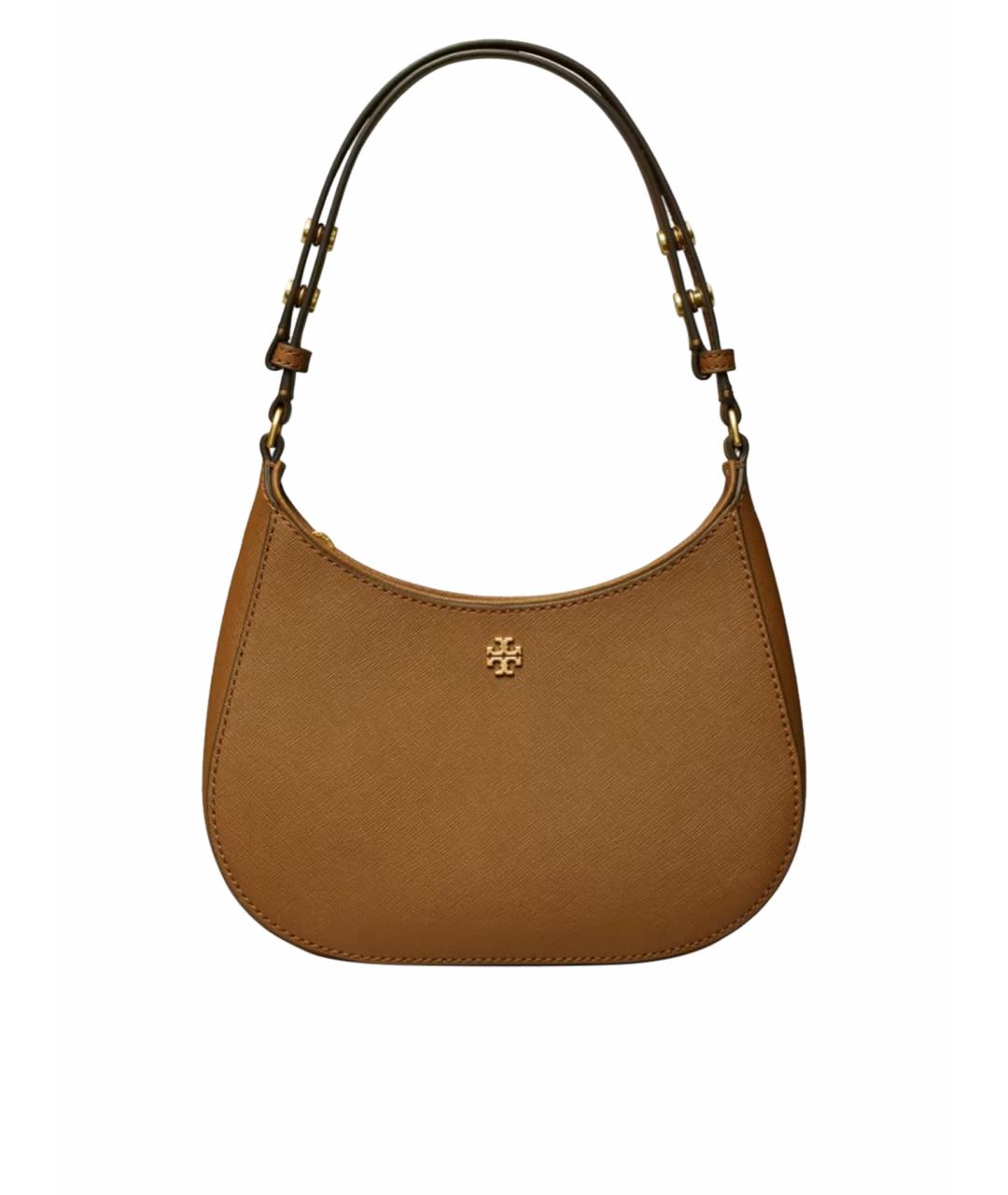 TORY BURCH Коричневая кожаная сумка с короткими ручками, фото 1