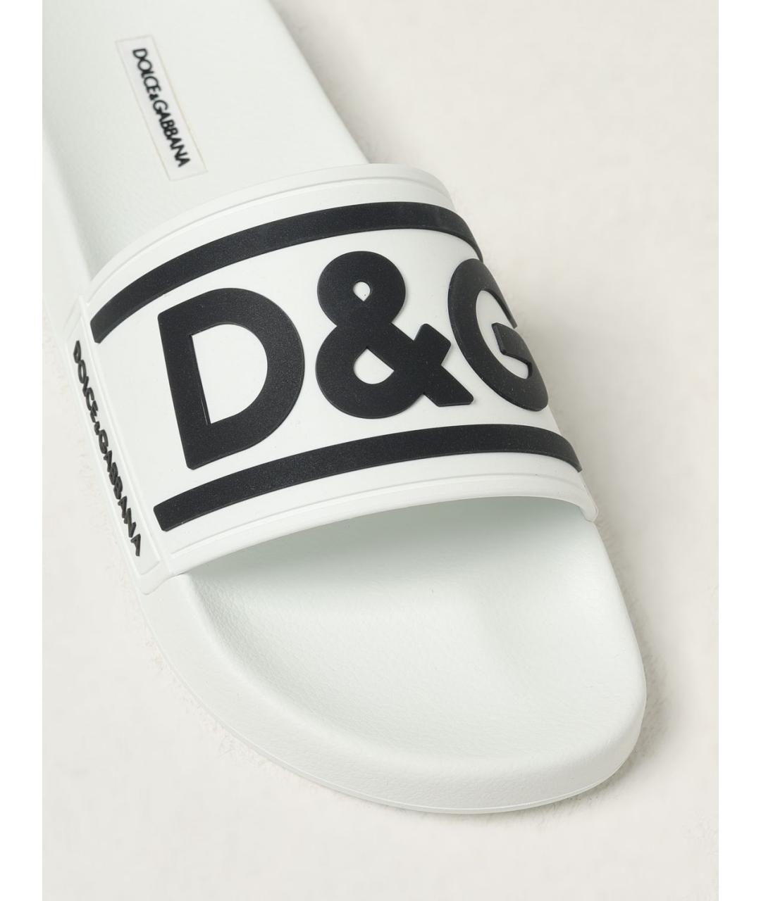DOLCE&GABBANA Белые шлепанцы, фото 4