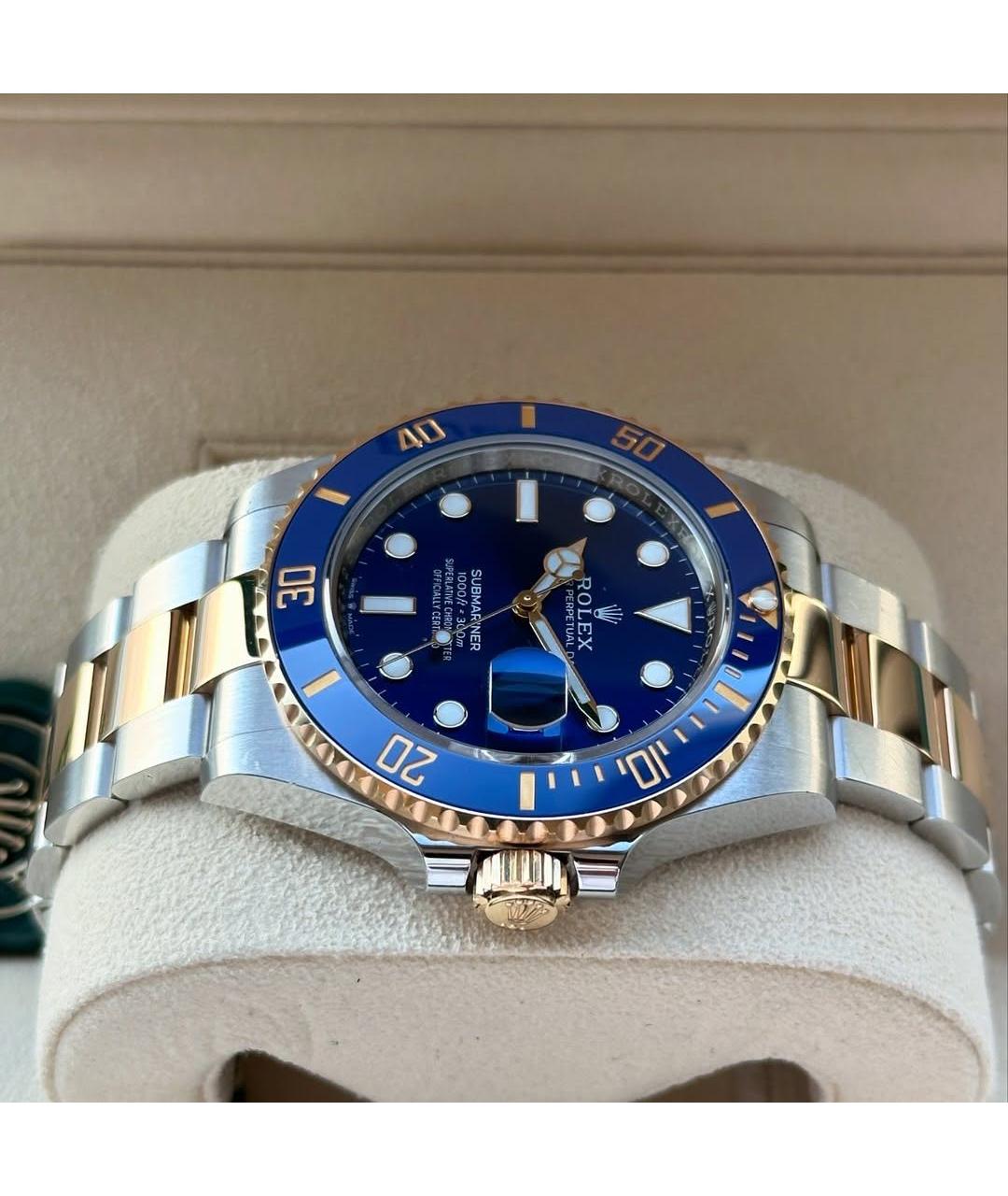 ROLEX Синие часы из желтого золота, фото 5