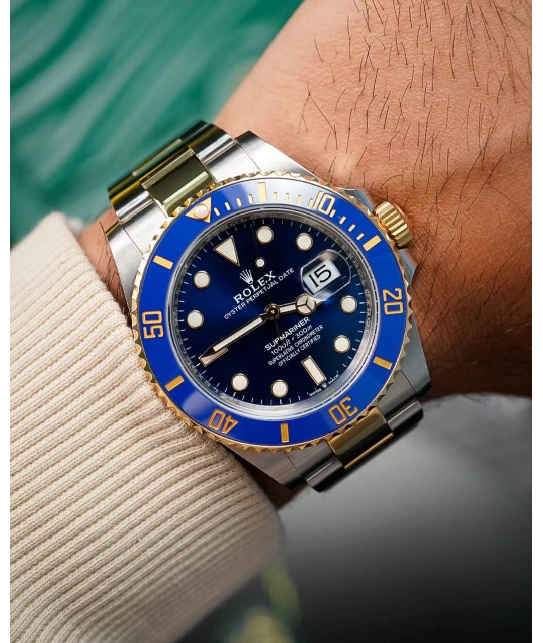 ROLEX Синие часы из желтого золота, фото 9