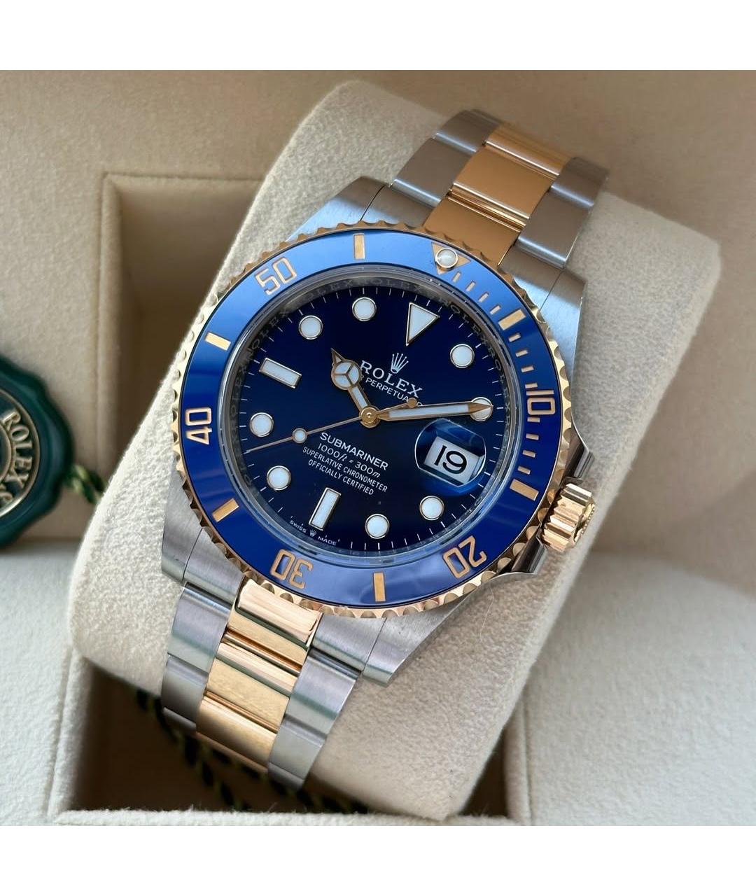 ROLEX Синие часы из желтого золота, фото 4
