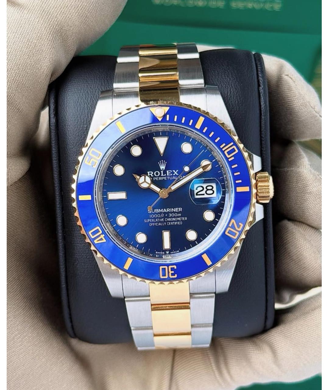ROLEX Синие часы из желтого золота, фото 8