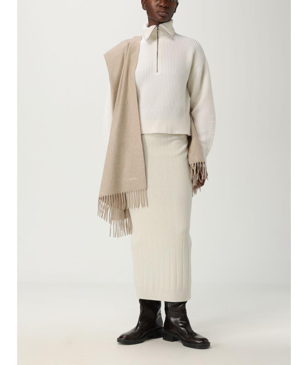 MAX MARA Бежевый кашемировый шарф, фото 4