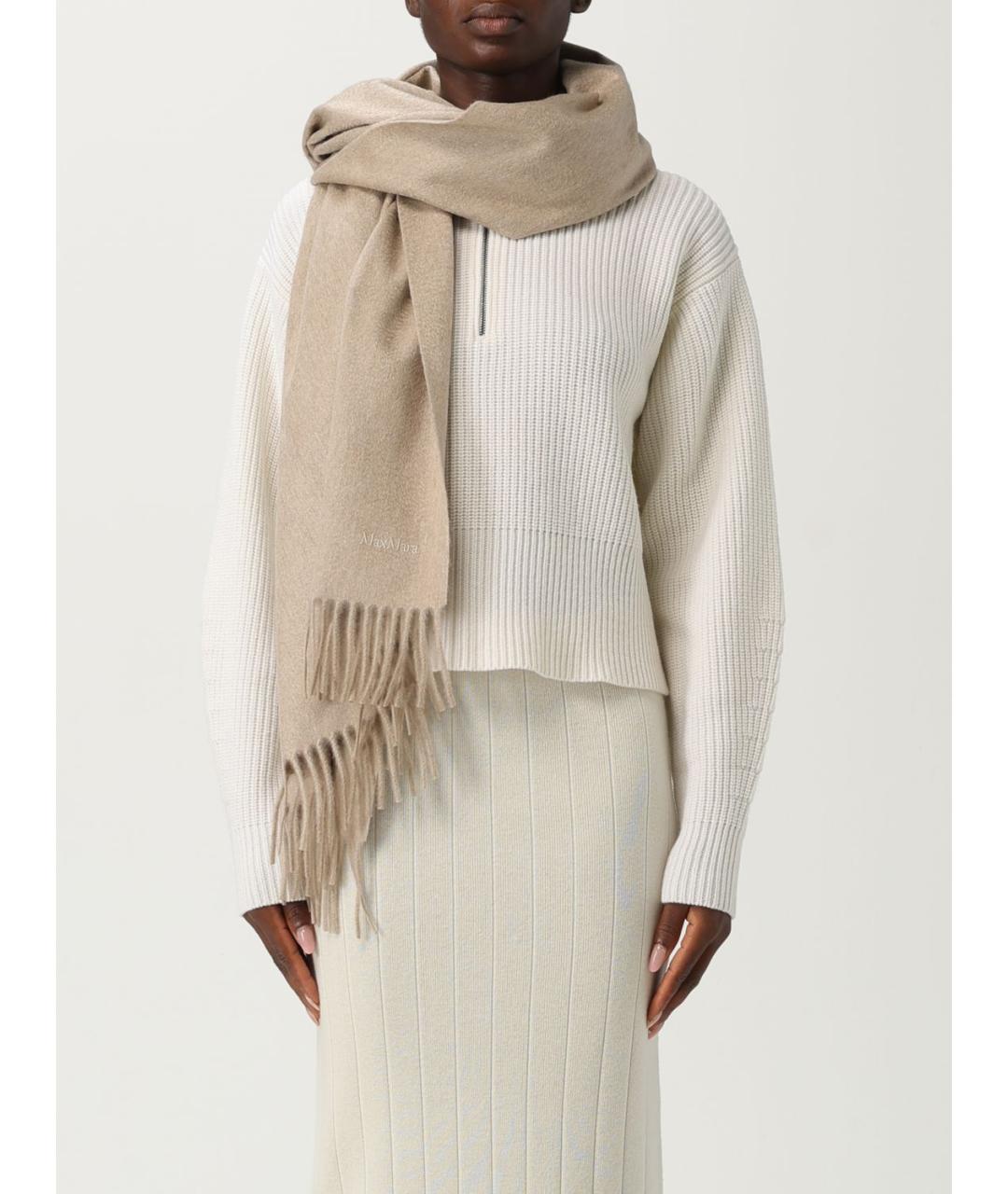 MAX MARA Бежевый кашемировый шарф, фото 2
