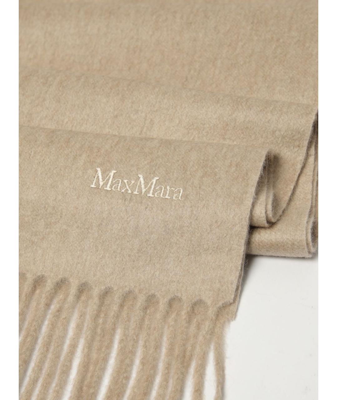 MAX MARA Бежевый кашемировый шарф, фото 3