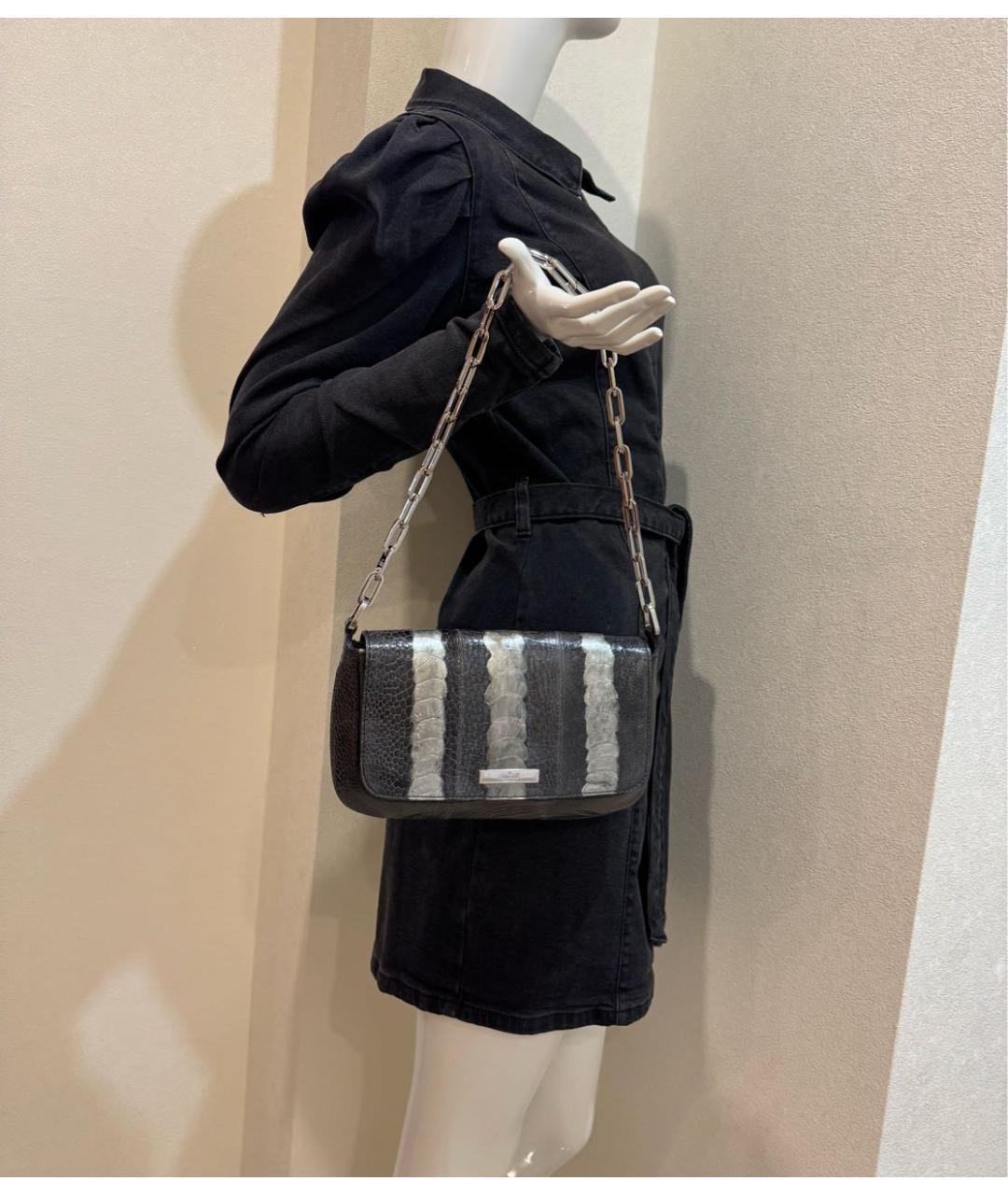 GUCCI Антрацитовая сумка через плечо из экзотической кожи, фото 7