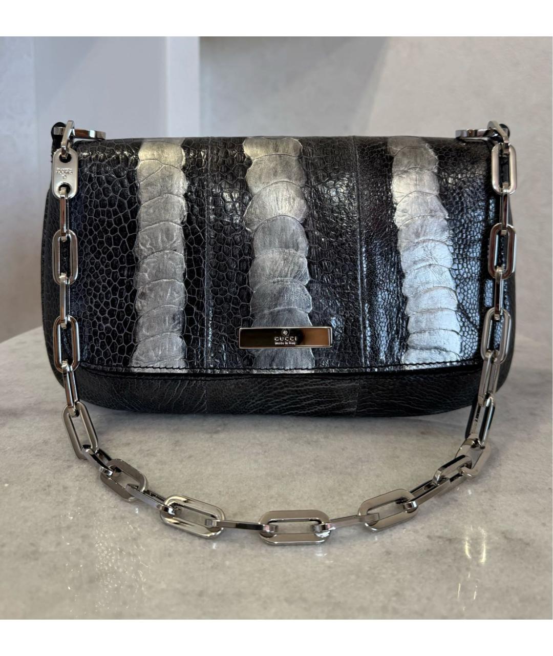 GUCCI Антрацитовая сумка через плечо из экзотической кожи, фото 2