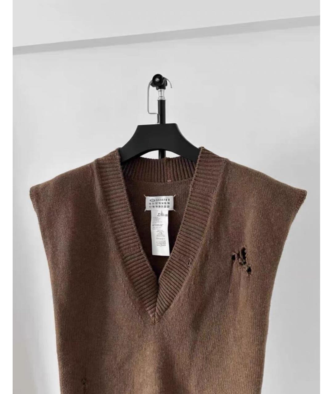 MAISON MARGIELA Коричневый шерстяной жилет, фото 3