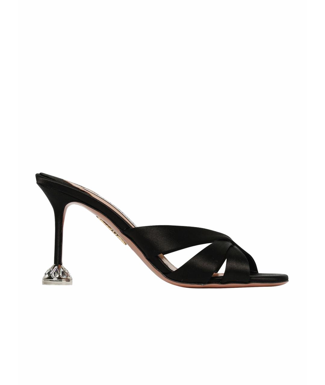 AQUAZZURA Черные текстильные мюли, фото 1