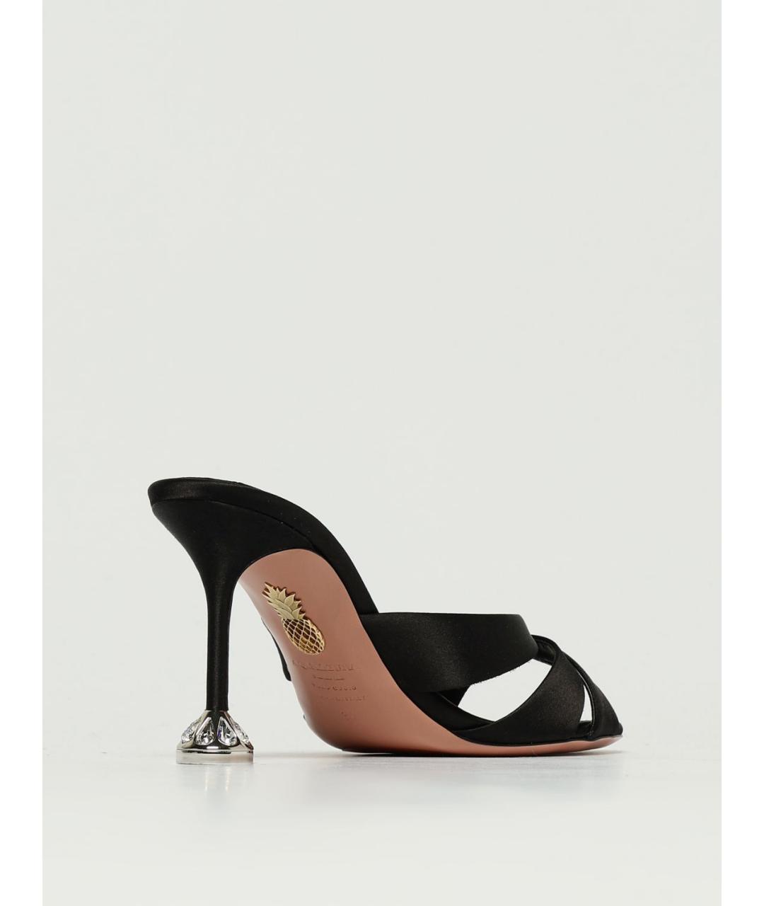 AQUAZZURA Черные текстильные мюли, фото 3